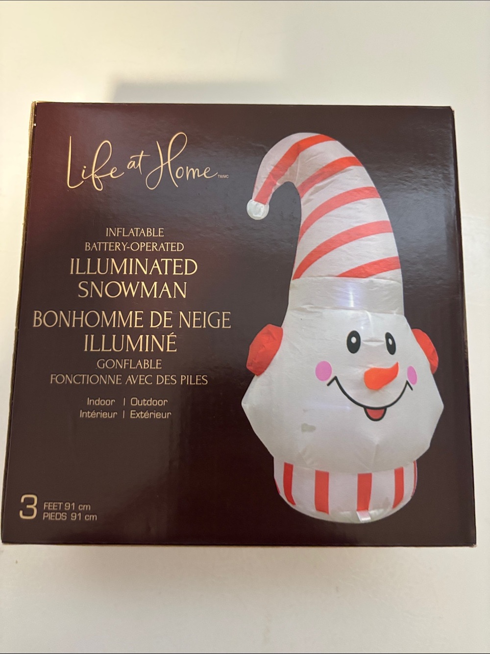 White & Red Inflatable Illuminated Snowman